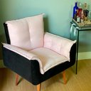 Ver imagem 1 de Poltrona Opala Composê Creme/ Preto Cadeira Decorativa Recepção - Bela Móveis