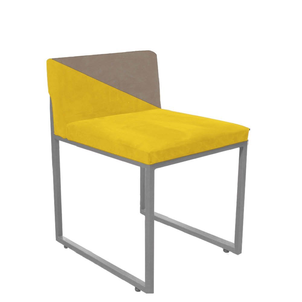 Cadeira Office Lee Duo Sala de Jantar Industrial Ferro Cinza Corino Amarelo e Bege - Amey Decor - 2