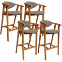 Ver imagem 1 de Kit 04 Banquetas Alta para Cozinha Bancada Bar Sala de Jantar Fixa Cecília L02 Bouclê Bege - Lyam