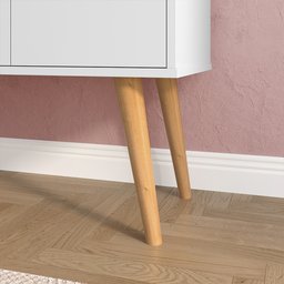 Aparador Buffet Wood Prime 3 Portas Cantinho Café Prateleira Organizadora Pés Palito Retrô - Branco - 5