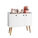 Ver imagem 1 de Aparador Buffet Wood Prime 3 Portas Cantinho Café Prateleira Organizadora Pés Palito Retrô - Branco