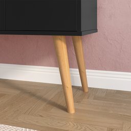 Aparador Buffet Wood Prime 3 Portas Cantinho Café Prateleira Organizadora Pés Palito Retrô - Preto - 5