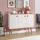 Ver imagem 3 de Aparador Buffet Wood 3 Portas Cantinho Café Prateleira Organizadora Pés Palito Retrô - Off White