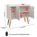 Ver imagem 6 de Aparador Buffet Wood 3 Portas Cantinho Café Prateleira Organizadora Pés Palito Retrô - Off White