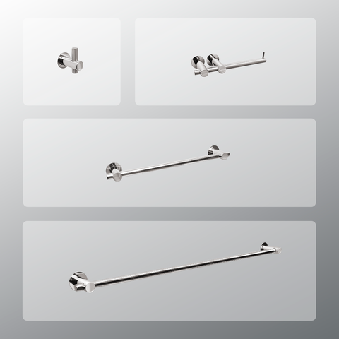 Kit Acessórios Para Banheiros 4 Peças Inox - Kromus Kitrd4