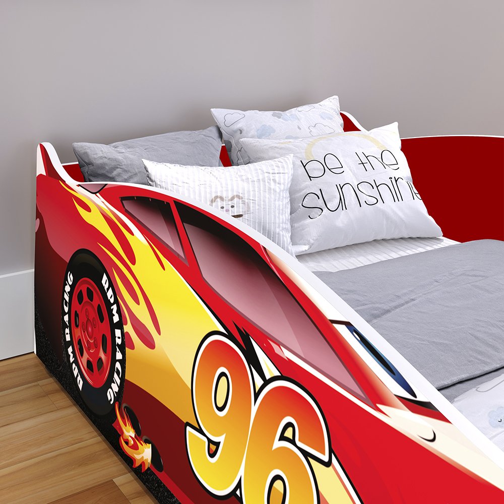 Cama Solteiro Infantil Carro 96 Mdf Montessoriana Decoração Tema Quarto Kids Menino Vermelho- Rpm - 4