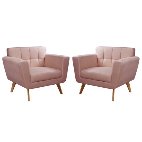 Conjunto 2 Poltronas Bruna Estilo Living Moderna Decoração Sala Recepção
