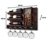 Adega De Parede Suporte Vinhos Garrafas Madeira MDF Porta Taças Bar Barzinho MDF Tabaco Fosco - 2