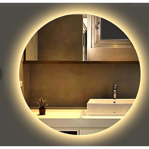 Espelho Redondo Led 80cm com Luz Quente para Sala Lyo 110v