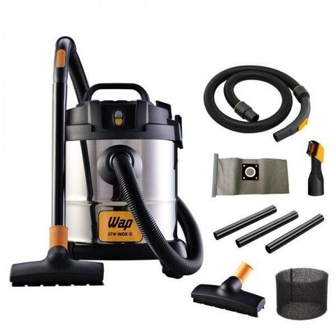 Aspirador de Pó e Água Wap Gtw 12 1400W 160MBAR 12L Compacto e Robusto com Soprador Inox 220V
