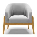 Ver imagem 3 de Kit 02 Poltronas Stella Suede Cinza Base Madeira Castanho - D’Rossi
