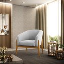 Ver imagem 2 de Kit 02 Poltronas Stella Suede Cinza Base Madeira Castanho - D’Rossi