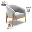Ver imagem 6 de Kit 02 Poltronas Stella Suede Cinza Base Madeira Castanho - D’Rossi
