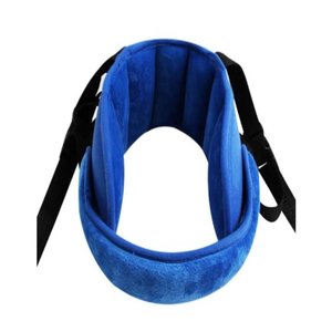 Faixa de Cabeça Protetora Ajustavel Almofada Pescoco Assento Carro Viagem Suporte Infatil Bebe:azul/