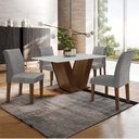 Ver imagem 1 de Conjunto Sala de Jantar Mesa Tampo MDF 4 Cadeiras Espanha Yescasa