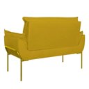 Ver imagem 4 de Kit 2 Poltronas + Namoradeira Pé Metal Dourado Recepção Sala Amarelo
