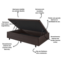 Ver imagem 4 de Cama Box Baú Solteirão 96x203x42cm Corino Linho com Pistão a Gás