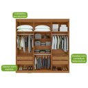 Ver imagem 5 de Guarda-roupa Casal 100%mdf Alonzo 6 Portas 4gav com Espelho e Pés Amêndoa