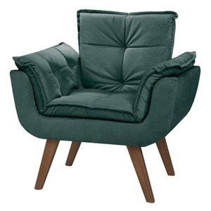 Poltrona Decorativa Opala Verde para Sala de Estar Quarto Escritório