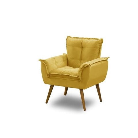 Poltrona Decorativa Opala Amarela para Sala de Estar Quarto Escritório