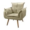 Poltrona Opala para Sala Quarto Recepção Cadeira Escritório Madeira Pés Palitos Retrô Bege - 1