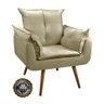 Poltrona Opala para Sala Quarto Recepção Cadeira Escritório Madeira Pés Palitos Retrô Bege - 4