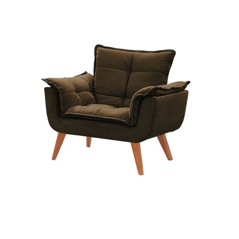 Poltrona Decorativa Opala Marrom para Sala de Estar Quarto Escritório