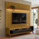 Ver imagem 1 de Rack com Painel para Tv até 70 Polegadas London 2 Portas 1 Prateleira Cedro/preto - Olivar Móveis