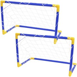 2 Golzinho de Futebol Mini Trave Gol Infantil com Rede Plástico Desmontável 76x48 Importway BW144 - 1