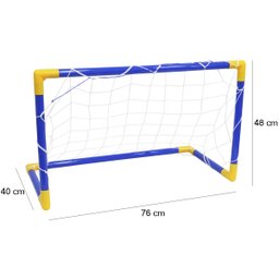 2 Golzinho de Futebol Mini Trave Gol Infantil com Rede Plástico Desmontável 76x48 Importway BW144 - 3