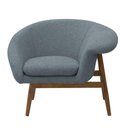 Ver imagem 4 de Poltrona Decorativa Yumi Base Madeira Linho Bouclé Azul Claro Nexta Casa