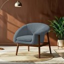 Ver imagem 6 de Poltrona Decorativa Yumi Base Madeira Linho Bouclé Azul Claro Nexta Casa