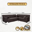 Ver imagem 4 de Sofá Magno 2.37x2.37m de Canto, Retrátil e Reclinável - Marrom
