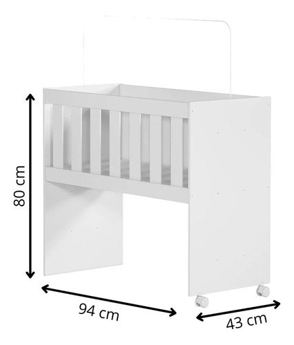 Mini Berço Chiquerinho com Colçhão 5 em 1 em Mdf Rubi:branco/amadeirado - 3