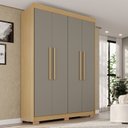 Ver imagem 1 de Guarda-Roupa com Pés 4 Portas 3 Gavetas 100% MDF Veneza Cinza/Jequitibá/Granizo
