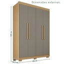 Ver imagem 3 de Guarda-Roupa com Pés 4 Portas 3 Gavetas 100% MDF Veneza Cinza/Jequitibá/Granizo