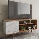 Ver imagem 2 de Rack para Tv 42 Pol 136 Cm 1 Porta R1486 Amendoa Marmore Branco Tecno Mobili