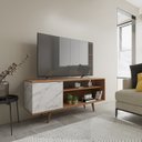 Ver imagem 7 de Rack para Tv 42 Pol 136 Cm 1 Porta R1486 Amendoa Marmore Branco Tecno Mobili