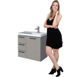 Gabinete Para Banheiro Aço Ameixa 60 Cozimax Cinza Argila - 4