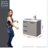 Gabinete Para Banheiro Aço Ameixa 60 Cozimax Cinza Argila - 5