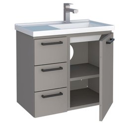 Gabinete Para Banheiro Aço Ameixa 60 Cozimax Cinza Argila - 2