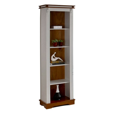 Torre Manchester 04 Prateleiras de Madeira 2034 Linz Móveis - Off White/imbuia Glazer