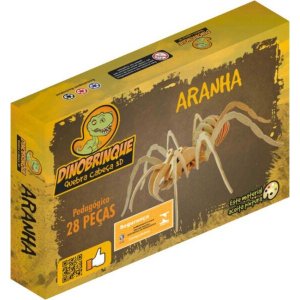 Quebra Cabeça 3D Aranha 28 Peças em MDF - Dinobrinque