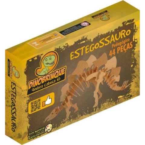 Quebra Cabeça 3D Dinossauro Estegossauro 44 Peças em MDF - Dinobrinque
