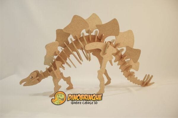 Quebra Cabeça 3D Dinossauro Estegossauro 44 Peças em MDF - Dinobrinque - 2