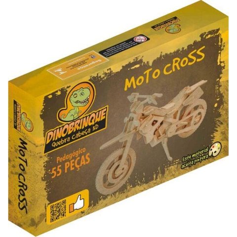Quebra Cabeça 3D Moto Cross 55 Peças em MDF - Dinobrinque