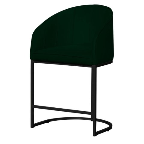 Poltrona Banqueta Decorativa Luxo Mia Suede Base Metal Preta - Estopar Poltrona Mia Suede Verde