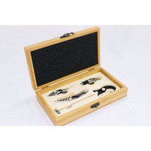 Kit Vinho 5pc Estojo Em Bambu - Xcwj25