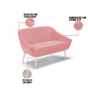 Ver imagem 5 de Kit 01 Namoradeira 02 Lugares e 02 Poltronas Giovana Suede Pés Palito Natural - D’Rossi - Rose