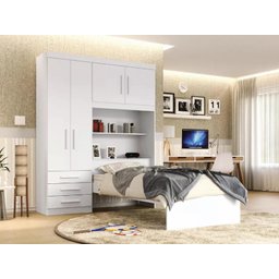 Guarda-roupa Solteiro 4 Portas com Cama de Solteiro Cancun Batrol Móveis - 3
